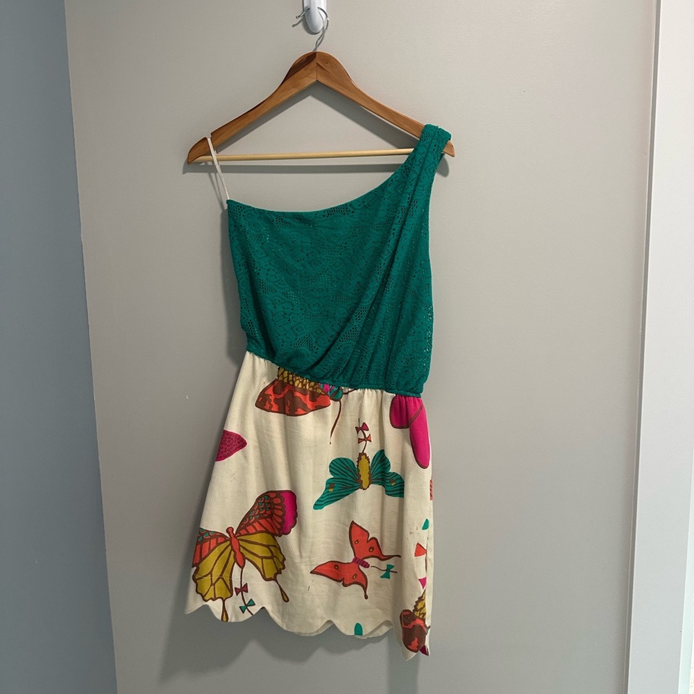 Judith March One Shoulder Dress - Teal and Multicolor - Picture 4 of 4
